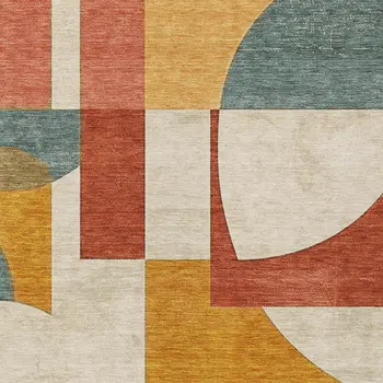 9' X 12' Coral Gold And Ivory Geometric Washable Indoor Outdoor Area Rug