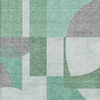 8' X 10' Green Sage And Gray Geometric Washable Indoor Outdoor Area Rug