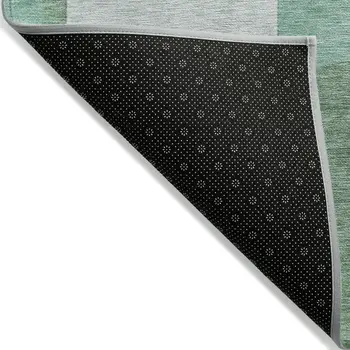9' X 12' Green Sage And Gray Geometric Washable Indoor Outdoor Area Rug