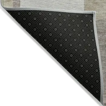 8' X 10' Khaki And Silver Geometric Washable Indoor Outdoor Area Rug
