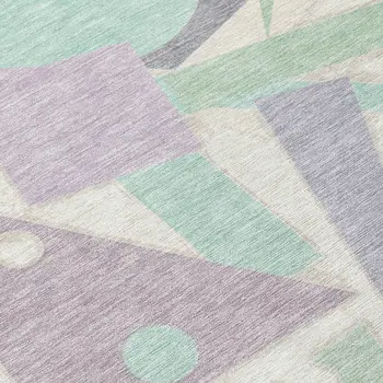 10' X 14' Lilac Lavender Mint Green And Ivory Geometric Washable Indoor Outdoor Area Rug