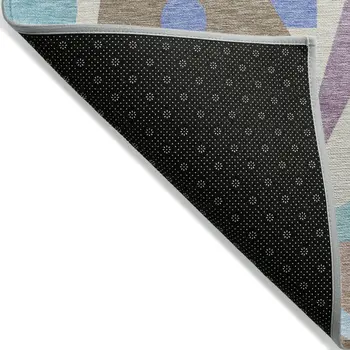 8' X 10' Brown Plum Teal Blue And Ivory Geometric Washable Indoor Outdoor Area Rug