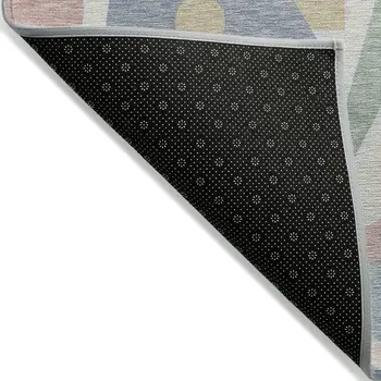8' X 10' Sky Blue Blush And Ivory Geometric Washable Indoor Outdoor Area Rug