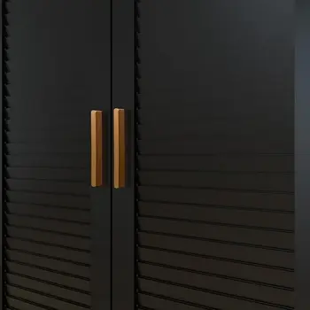 71" Black Plantation Shutter Wood Four Door Four Drawer Combo Dresser