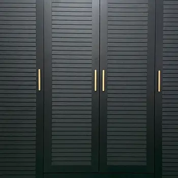 71" Black Plantation Shutter Wood Four Door Four Drawer Combo Dresser