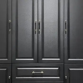 71" Black Wood Six Door Two Drawer Combo Dresser