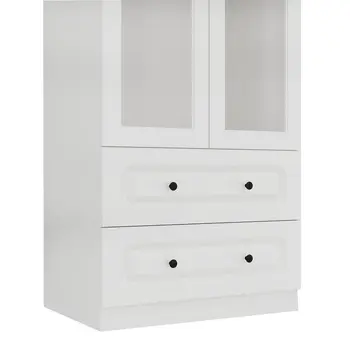 71" White Wood Two Door Two Drawer Combo Dresser