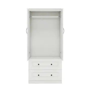 71" White Wood Two Door Two Drawer Combo Dresser