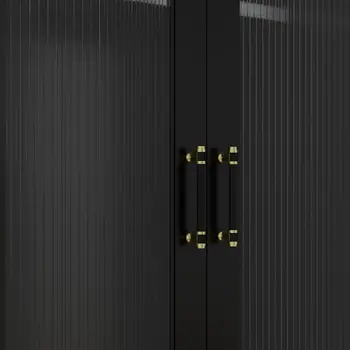 71" Black Wood Two Door Two Drawer Combo Dresser