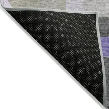 10' X 14' Lavender Gray And Silver Geometric Washable Indoor Outdoor Area Rug