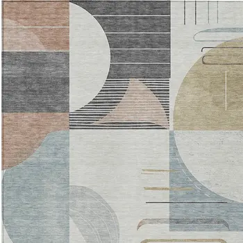 3' X 5' Rust Gray And Ivory Geometric Washable Indoor Outdoor Area Rug