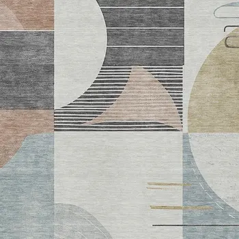 3' X 5' Rust Gray And Ivory Geometric Washable Indoor Outdoor Area Rug