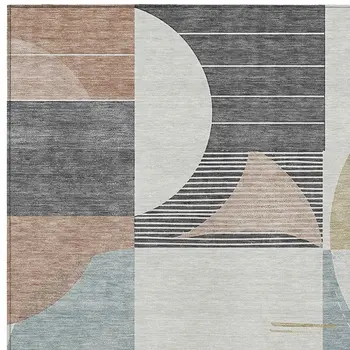 5' X 8' Rust Gray And Ivory Geometric Washable Indoor Outdoor Area Rug