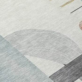8' Rust Gray And Ivory Round Geometric Washable Indoor Outdoor Area Rug