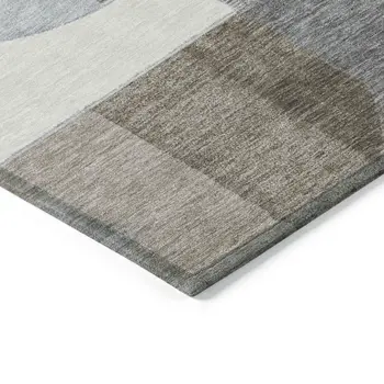 8' X 10' Taupe Gray And Ivory Geometric Washable Indoor Outdoor Area Rug