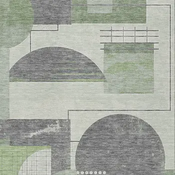 10' X 14' Green Gray And Ivory Geometric Washable Indoor Outdoor Area Rug