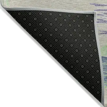 3' X 5' Beige Purple And Taupe Striped Washable Indoor Outdoor Area Rug