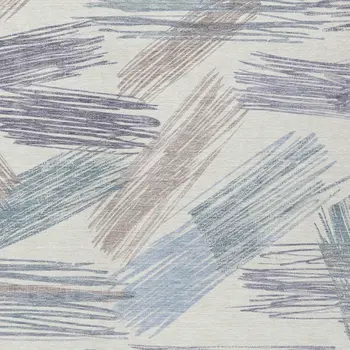3' X 5' Ivory Taupe And Blue Striped Washable Indoor Outdoor Area Rug
