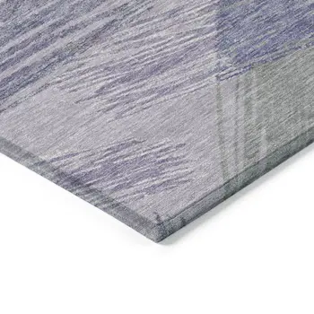 3' X 5' Lavender Lilac And Ivory Striped Washable Indoor Outdoor Area Rug