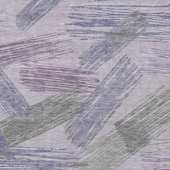 10' X 14' Lavender Lilac And Ivory Striped Washable Indoor Outdoor Area Rug