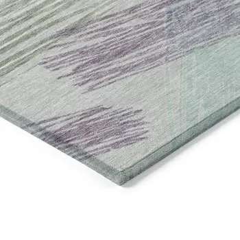 5' X 8' Sage Lavender And Mint Green Striped Washable Indoor Outdoor Area Rug