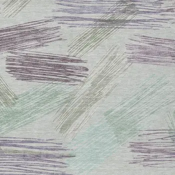 5' X 8' Sage Lavender And Mint Green Striped Washable Indoor Outdoor Area Rug