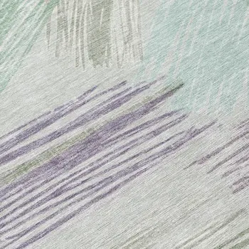 8' Sage Lavender And Mint Green Round Striped Washable Indoor Outdoor Area Rug