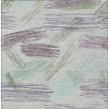 10' X 14' Sage Lavender And Mint Green Striped Washable Indoor Outdoor Area Rug