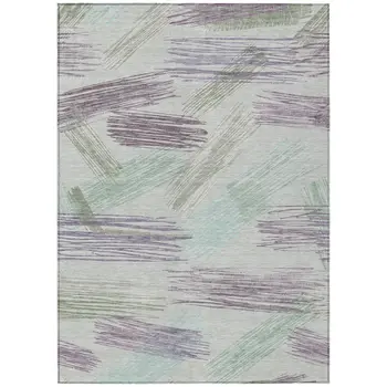 10' X 14' Sage Lavender And Mint Green Striped Washable Indoor Outdoor Area Rug