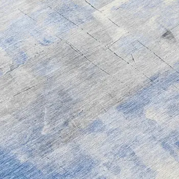 8' Denim Blue Gray And Ivory Round Abstract Washable Indoor Outdoor Area Rug