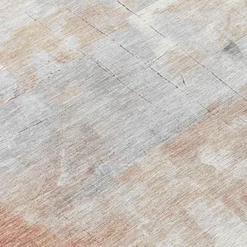 8' Rust Gray And Silver Round Abstract Washable Indoor Outdoor Area Rug