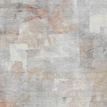 9' X 12' Rust Gray And Silver Abstract Washable Indoor Outdoor Area Rug