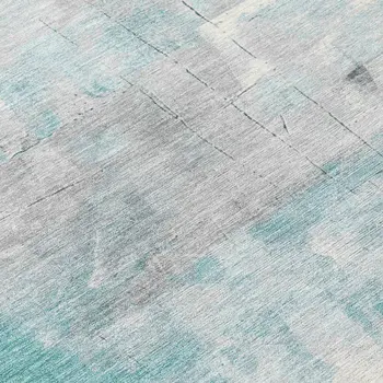 8' Teal Blue Gray And Silver Round Abstract Washable Indoor Outdoor Area Rug