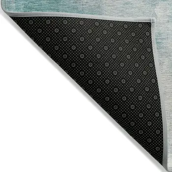 9' X 12' Teal Blue Gray And Silver Abstract Washable Indoor Outdoor Area Rug