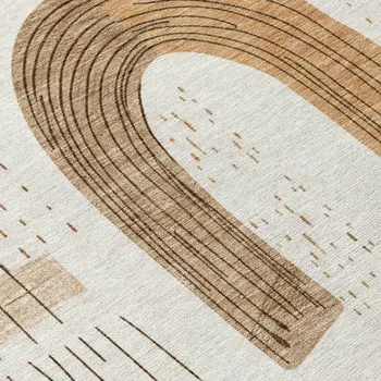 10' X 14' Ivory Khaki And Beige Geometric Washable Indoor Outdoor Area Rug