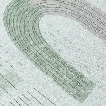 8' Mint Green And Gray Round Geometric Washable Indoor Outdoor Area Rug