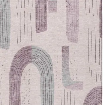5' X 8' Pink And Gray Geometric Washable Indoor Outdoor Area Rug