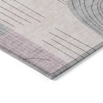 8' X 10' Pink And Gray Geometric Washable Indoor Outdoor Area Rug