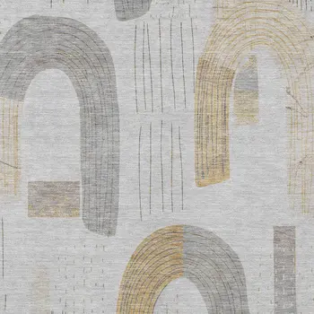 5' X 8' Silver And Gold Geometric Washable Indoor Outdoor Area Rug