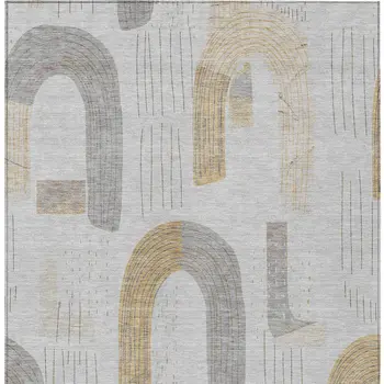 8' X 10' Silver And Gold Geometric Washable Indoor Outdoor Area Rug