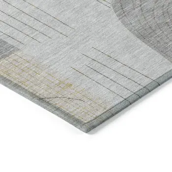 8' X 10' Silver And Gold Geometric Washable Indoor Outdoor Area Rug