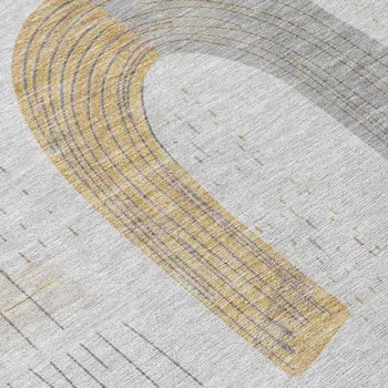 8' X 10' Silver And Gold Geometric Washable Indoor Outdoor Area Rug