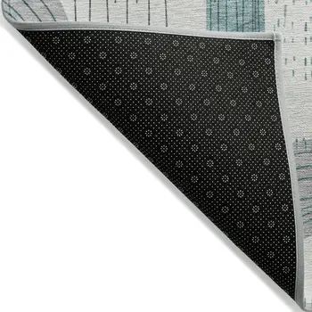9' X 12' Teal Blue And Gray Geometric Washable Indoor Outdoor Area Rug