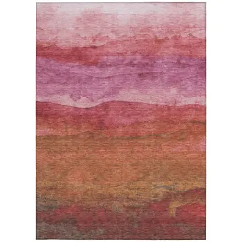 9' X 12' Blush Mauve And Rust Abstract Washable Indoor Outdoor Area Rug