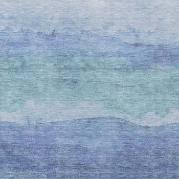 3' X 5' Blue Teal Blue And Sky Blue Abstract Washable Indoor Outdoor Area Rug