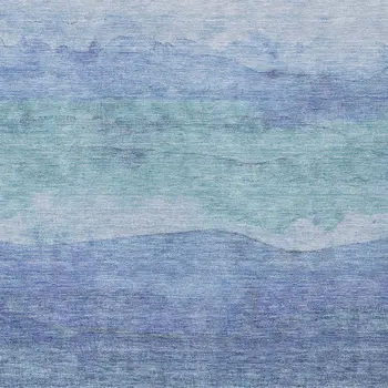 5' X 8' Blue Teal Blue And Sky Blue Abstract Washable Indoor Outdoor Area Rug
