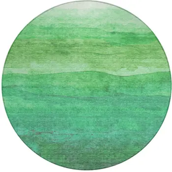 8' Green And Mint Green Round Abstract Washable Indoor Outdoor Area Rug
