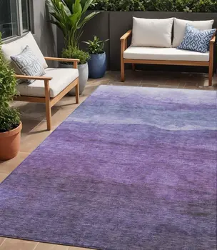 5' X 8' Purple And Lavender Abstract Washable Indoor Outdoor Area Rug