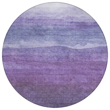 8' Purple And Lavender Round Abstract Washable Indoor Outdoor Area Rug