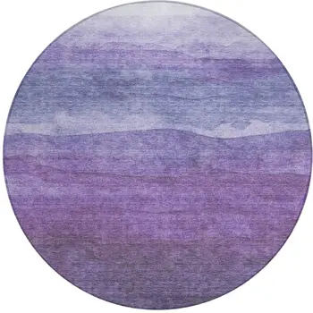 8' Purple And Lavender Round Abstract Washable Indoor Outdoor Area Rug